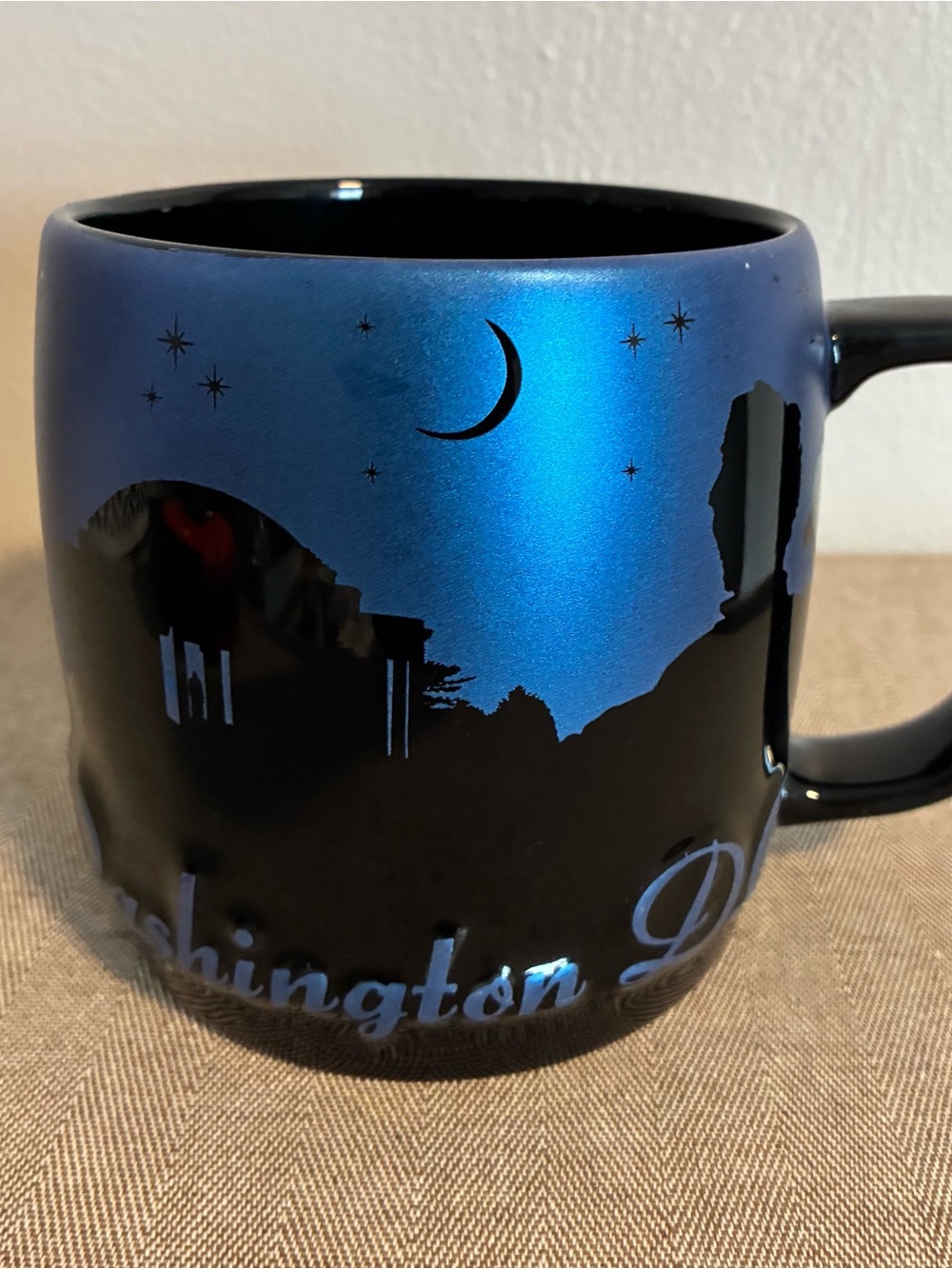 Washington DC Night Sky ceramic coffee mug by Americanware. 22oz  Blue/Black EUC